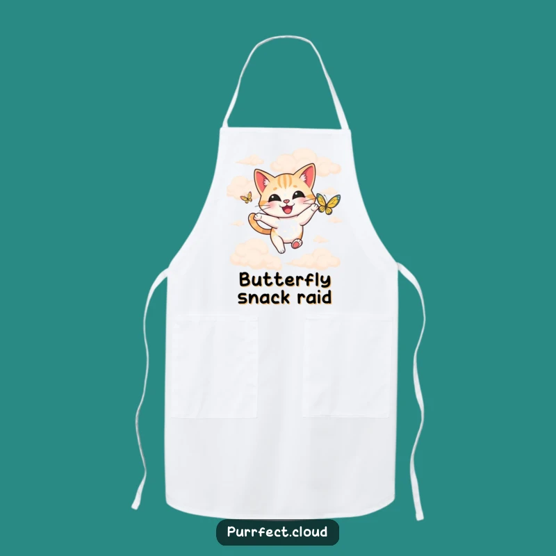 Funny Happy Cat Butterfly Apron - Whimsical Kitchen Accessory for Cat Lovers