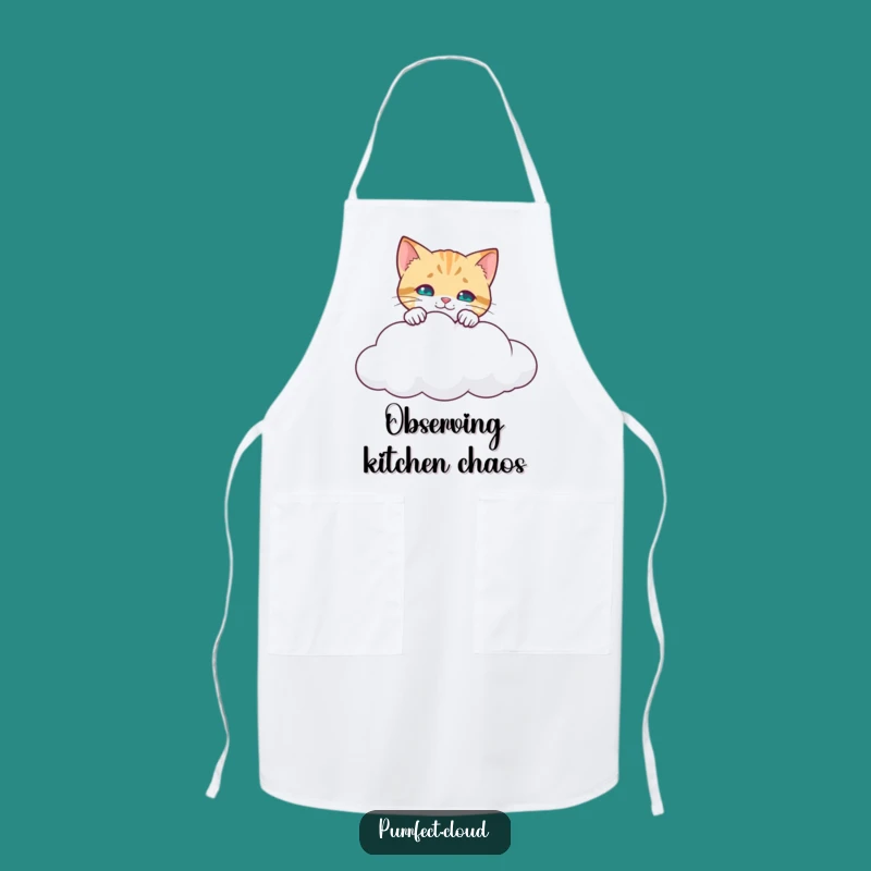 Funny Curious Cat Apron: Peeking Kitty Kitchen Wear - Practical Funny Gift