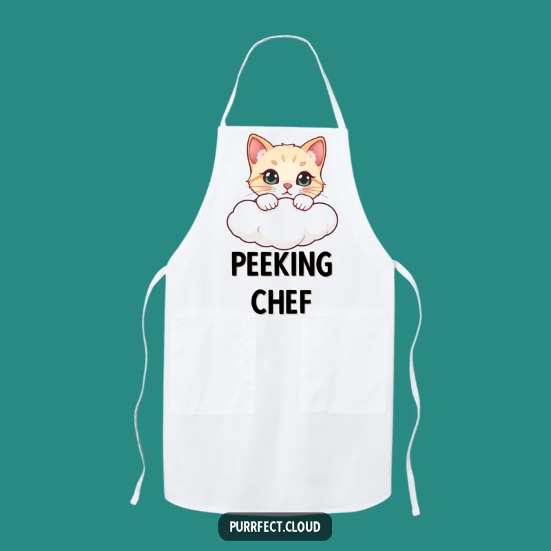 Funny Curious Cat Chef Apron - Humorous Kitchen Wear for Feline Fans