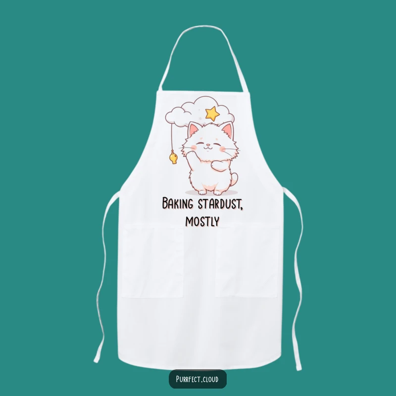 Funny Fluffy Cat Cloud Star Apron: Whimsical Kitchen Fun, Perfect Funny Gift