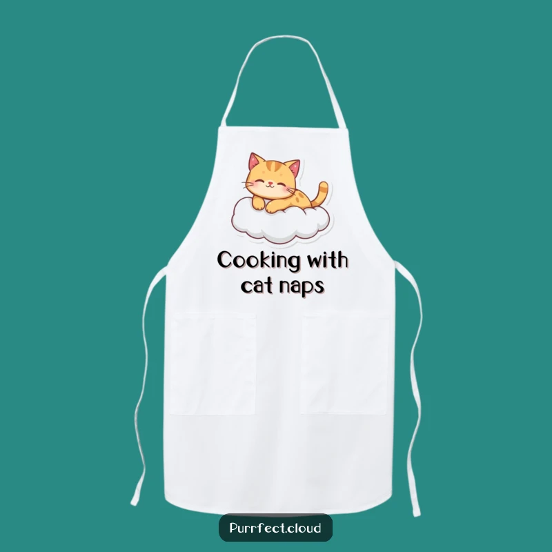 Funny Ginger Cat Cloud Apron: Cook with Peaceful Feline Charm