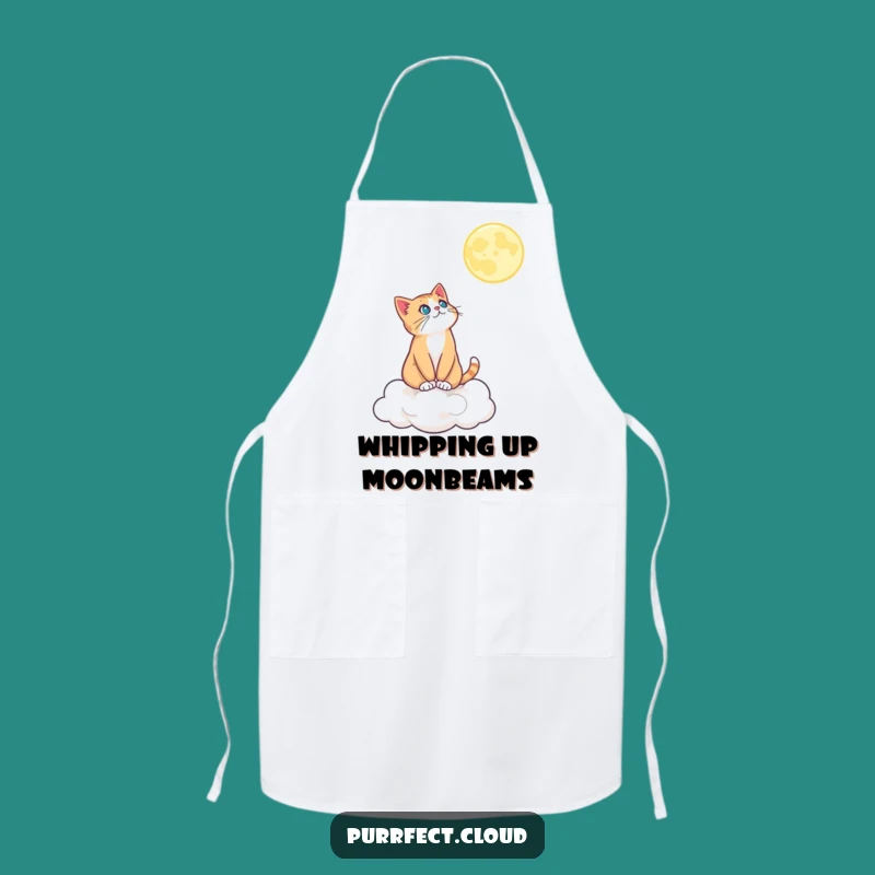Funny Moonlit Cat Apron: Cook With Celestial Charm