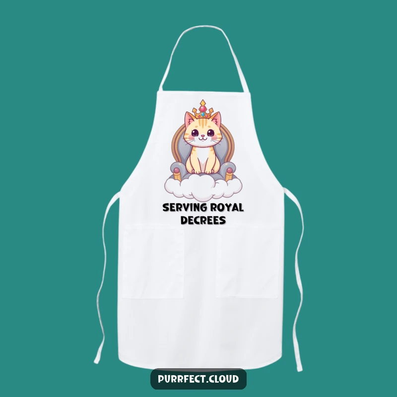 Funny Regal Cat Cloud Throne Apron - Kitchen Ruler Feline Gift