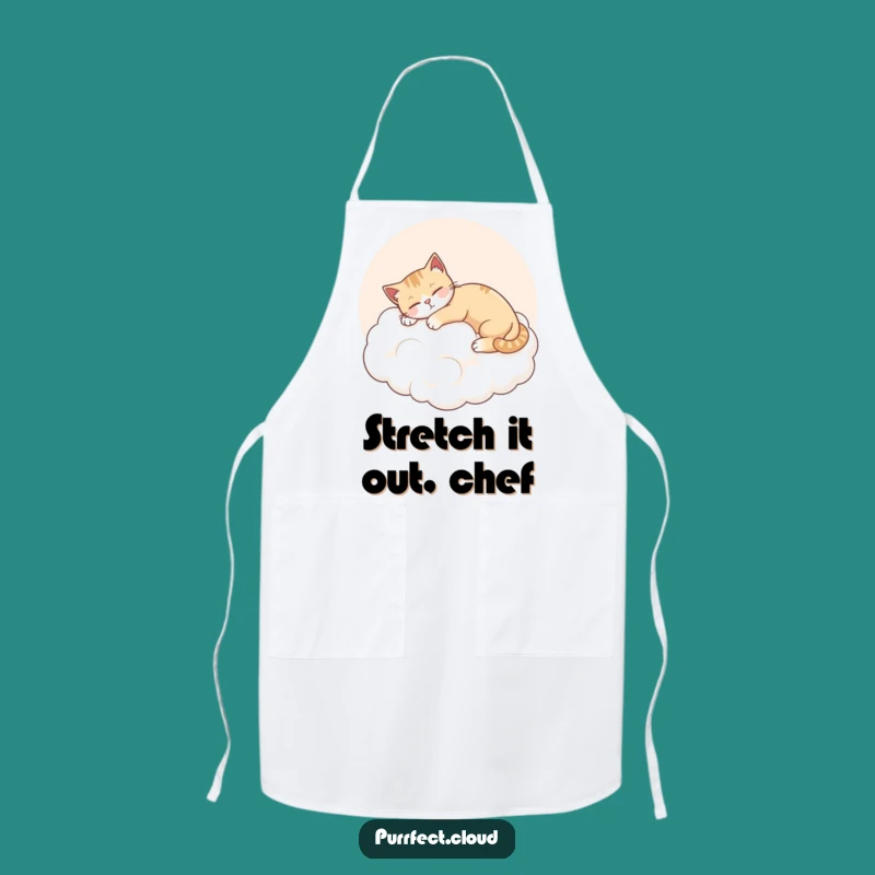Funny Cat Stretching Apron: Kitchen Bliss & Content Feline, Chef Gift