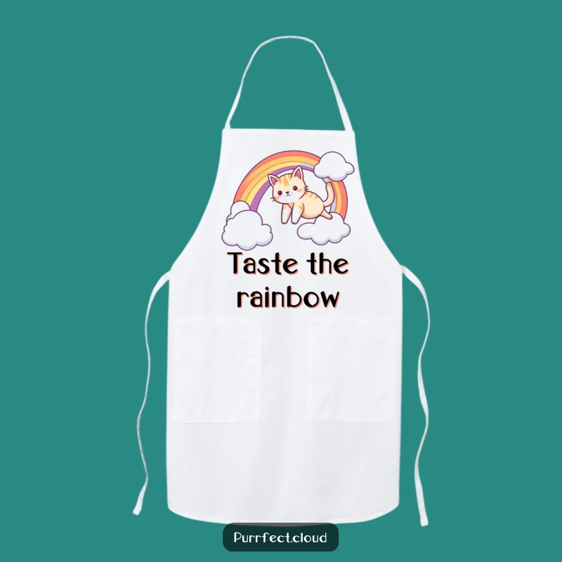 Funny Cat Rainbow Chef Apron - Hilarious Whimsical Kitchen Wear