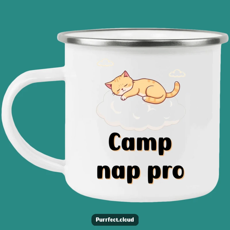 Funny Napping Cloud Cat Camping Mug, Relaxing Brew Buddy