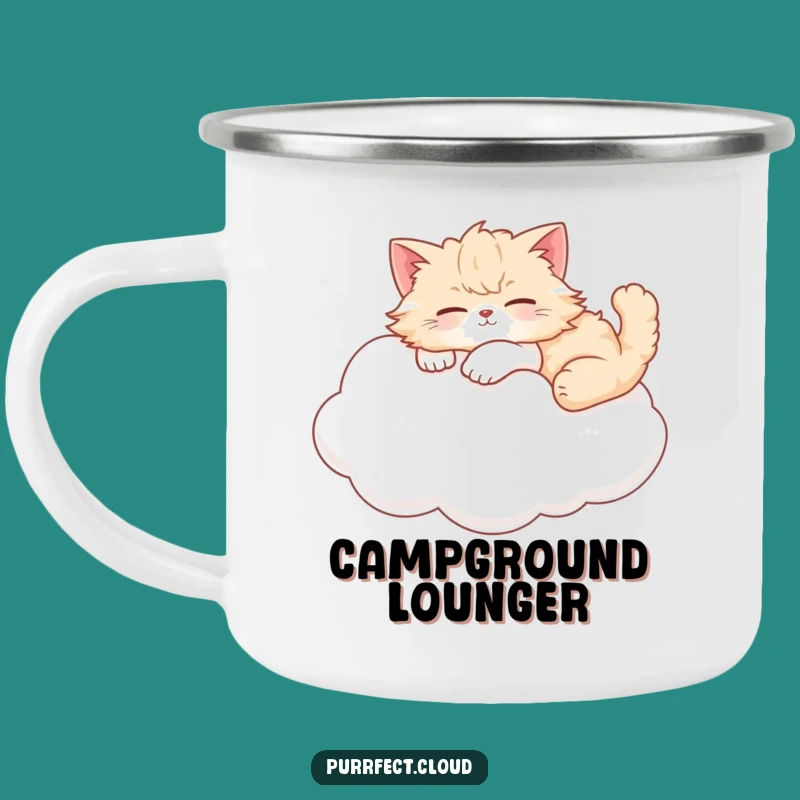 Funny Cat Cloud Lounger Camping Mug - Peaceful Brews for Outdoor Escapes