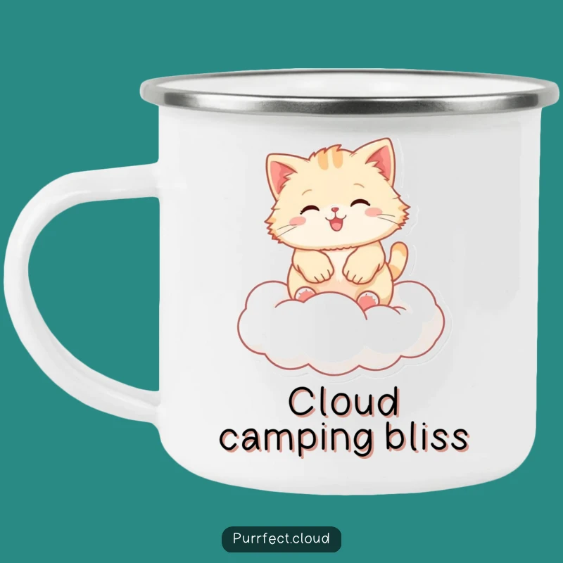 Funny Fluffy Cloud Cat Bouncing Camping Mug, Adventure-Ready and Hilarious Gift