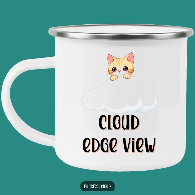 Funny Curious Cat Camping Mug: Adventure with Feline Wonder