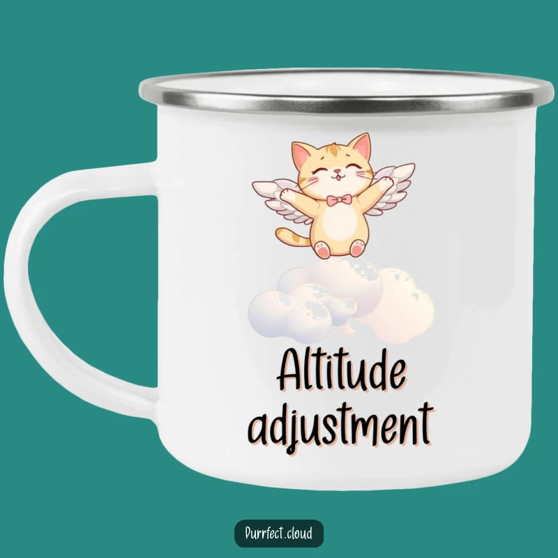 Funny Angel Cat Camping Mug - Durable Winged Cup, Adventure Gift!