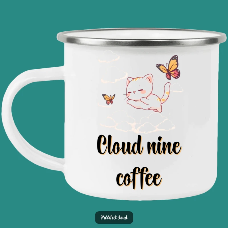 Funny Cat Butterfly Clouds Camping Mug: Your Dreamy Companion for Adventures