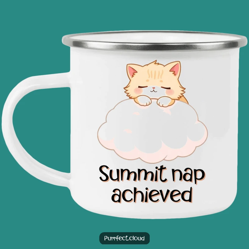 Funny Fluffy Cat Cloud Camping Mug: Cozy Kitty Campfire Gift