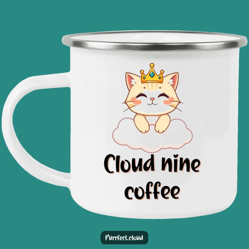Funny Royal Cat Camping Mug - Outdoor Majesty with Crowned Cat Gift