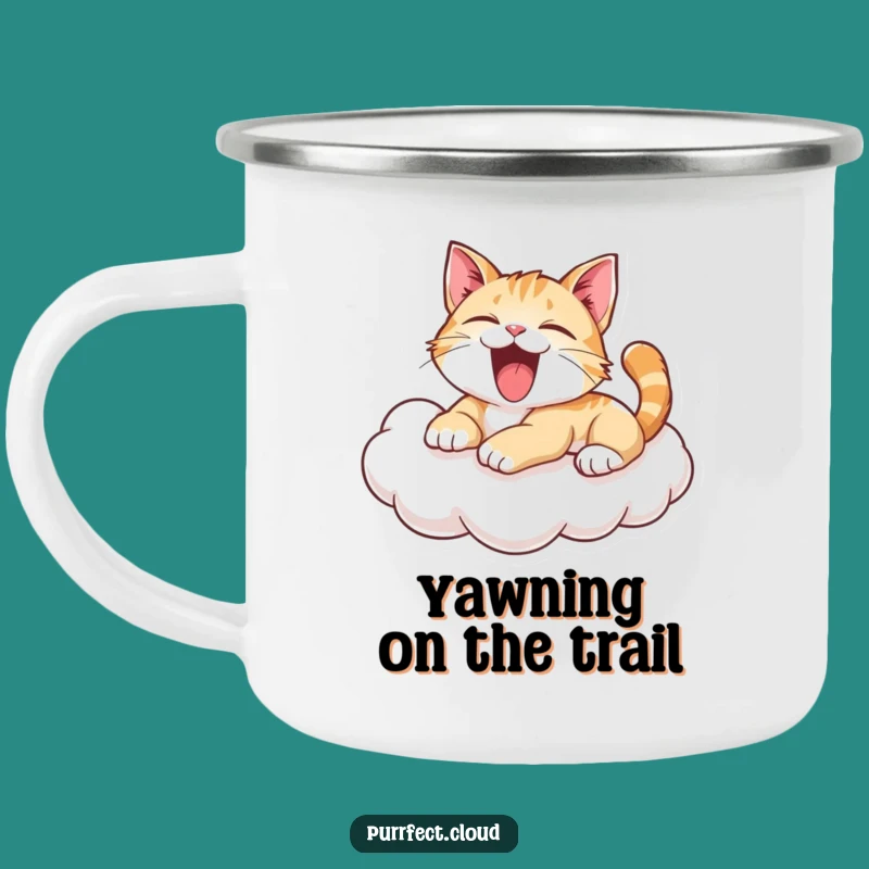 Funny Yawning Cat Camping Mug: Cozy Cloud Lounger - Great Funny Gift
