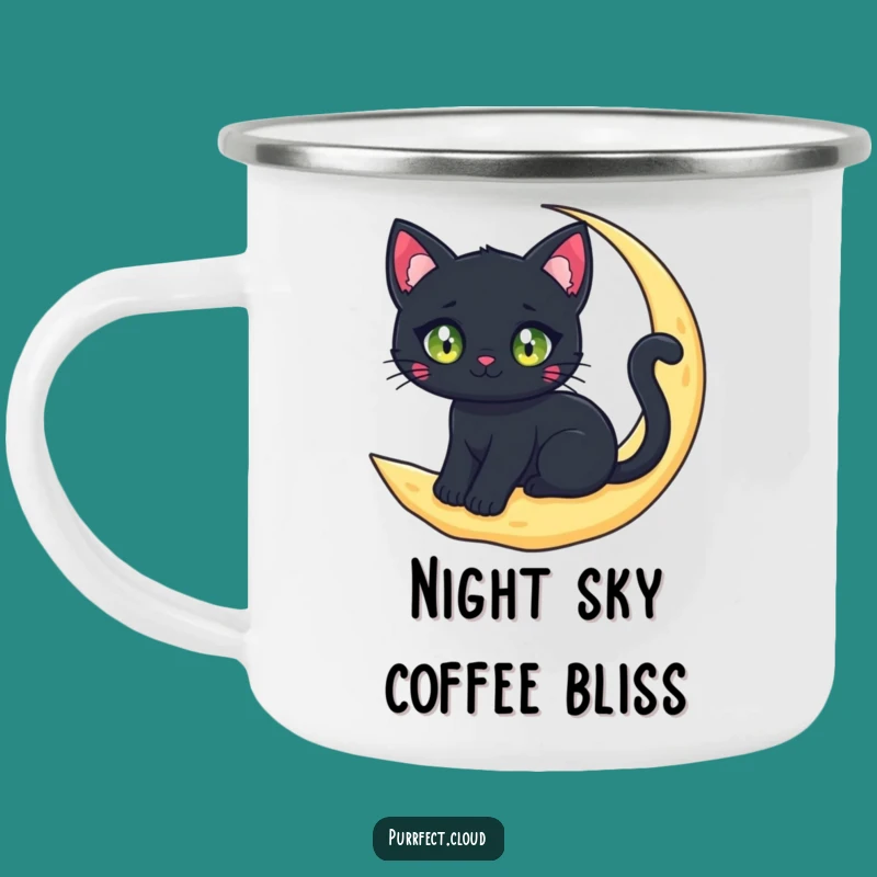 Funny Black Cat Moon Camping Mug: Magical Sips Under the Night Sky
