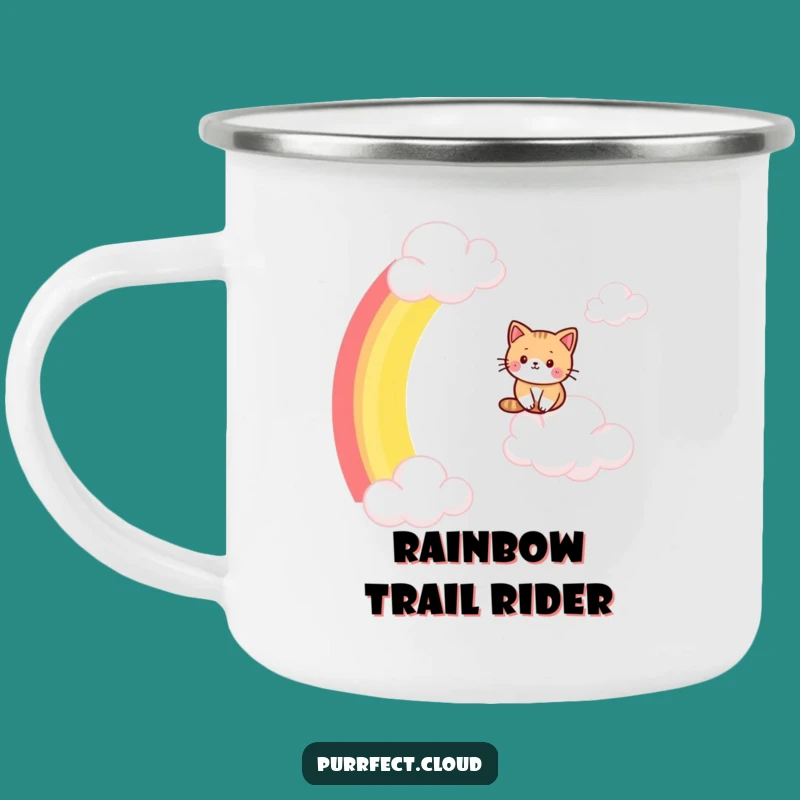 Funny Cat Rainbow Slide Camping Mug: Magical Sips Outdoors