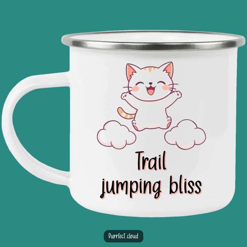 Funny Leaping Cat Camping Mug: Adventure Fuelled by Feline Joy and Humor