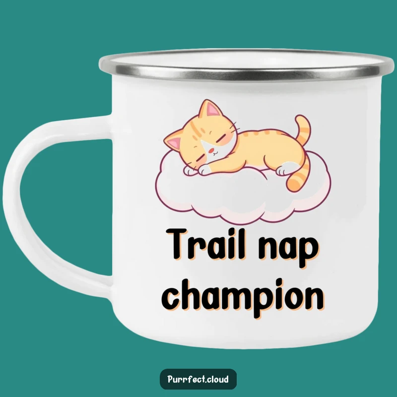 Funny Lazy Cat Camping Mug - Relaxing Cloud Kitty Cup - Outdoor Comfort Gift