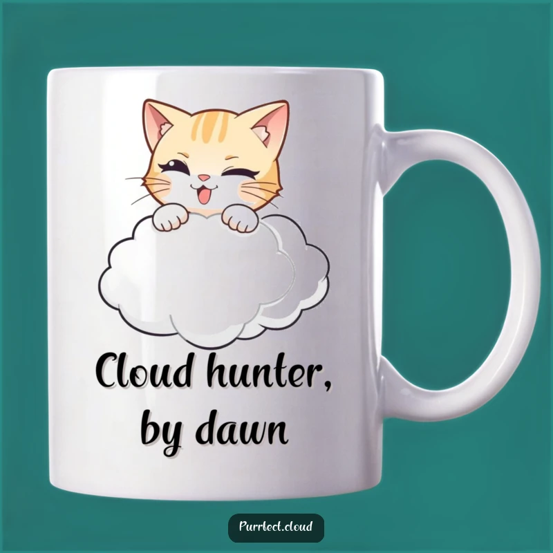 Funny Cat Pouncing Cloud Mug - Mischievous Feline Gift for Cat Lovers