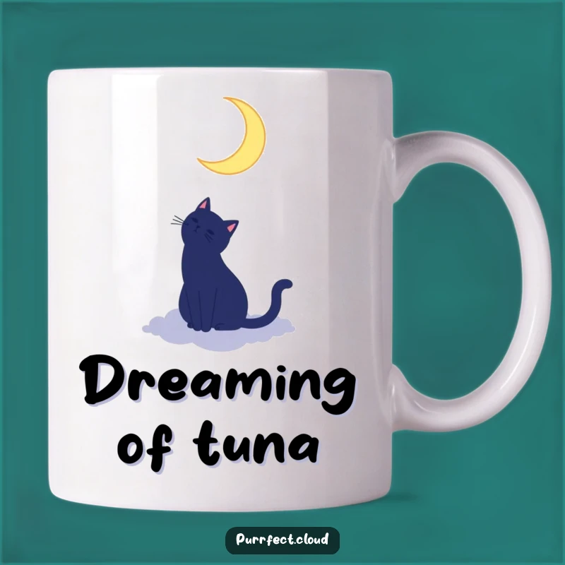 Funny Cat Moon Mug - Silhouette Cloud Dreamer Gift