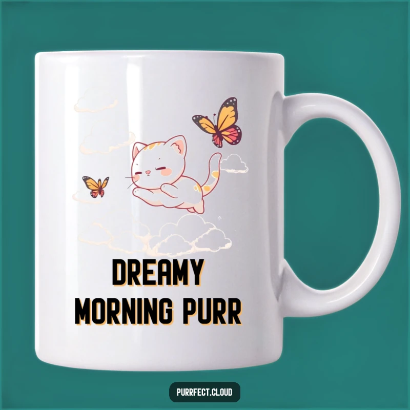 Funny Cat Butterfly Clouds Mug: Whimsical Dream Gift for Cat Lovers