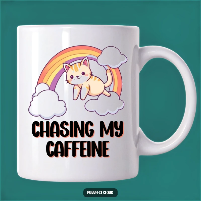 Funny Cat Rainbow Mug - Whimsical Feline Adventure Coffee Cup
