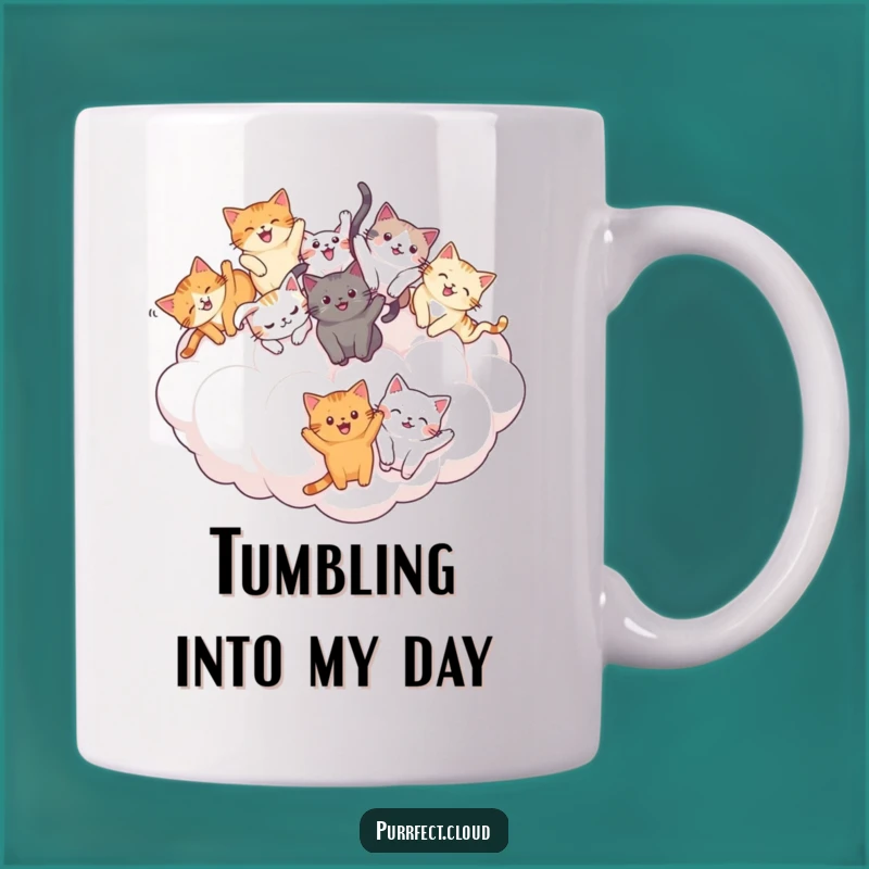 Funny Cat Tumble Mug: Joyful Cloud Kitties - Playful Funny Gift