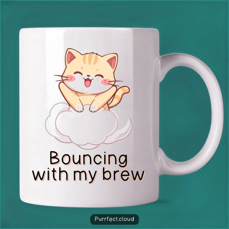 Funny Kawaii Cat Cloud Mug: Adorable Bouncing Feline Fun, Perfect Funny Gift