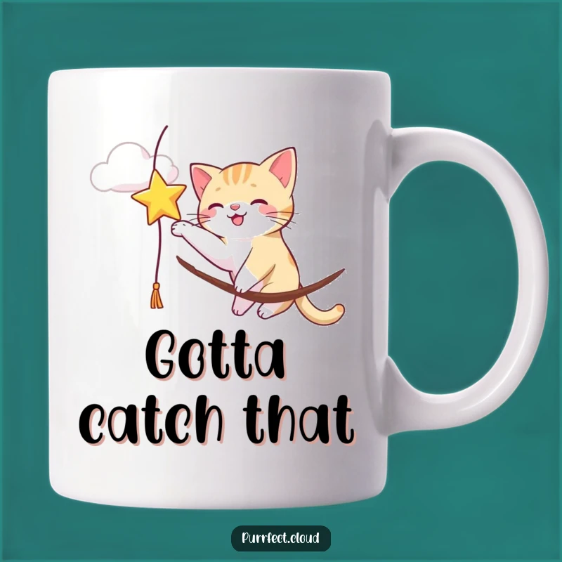 Funny Playful Cat Star Mug: Whimsical Feline Fun Gift for Cat Lovers