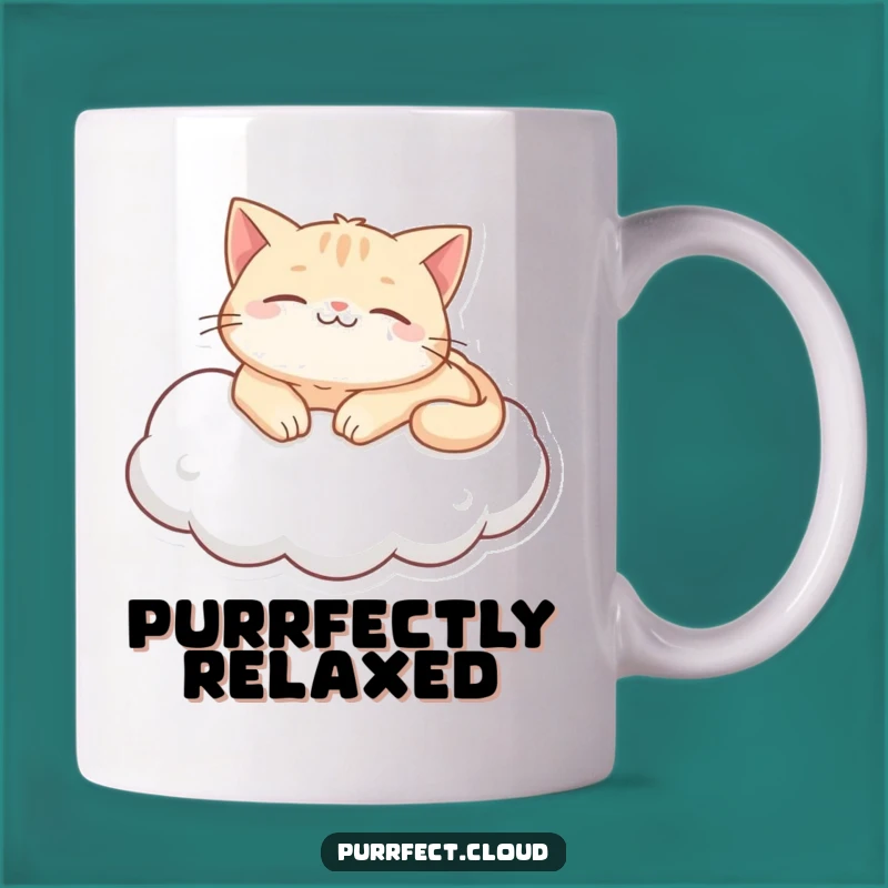 Funny Purring Cat Cloud Mug - Relax and Unwind