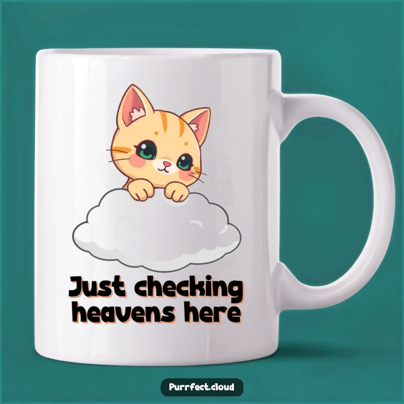 Funny Curious Cat Cloud Mug - Adorable Peek-a-Boo Kitty Gift for Cat Lovers