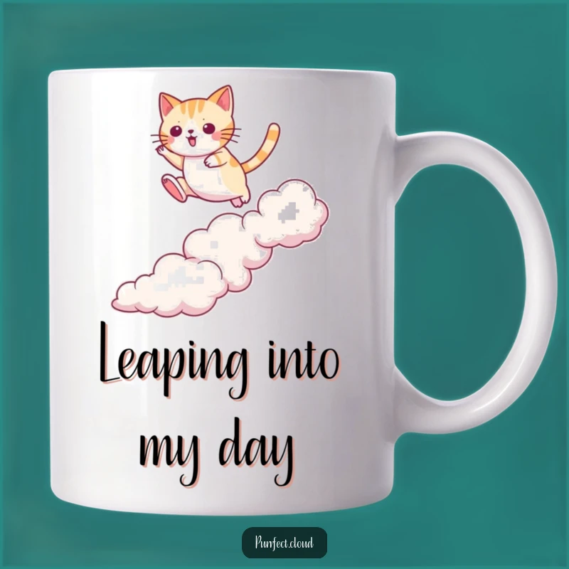 Funny Cat Cloud Jumper Mug: Agile Leaper Action, Perfect Adventurous Funny Gift