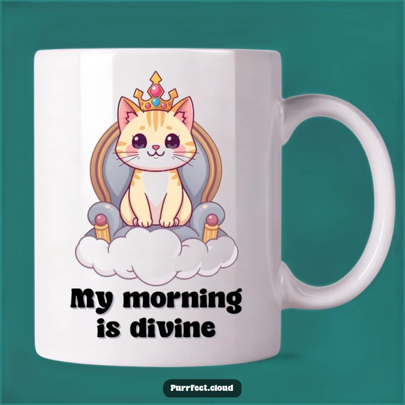 Funny Regal Cat Cloud Throne Mug - Majestic Feline Humor Gift
