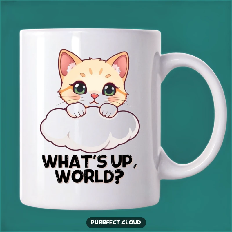 Funny Cloud Cat Curious Peek Mug - Adorable Feline Gift for Cat Lovers