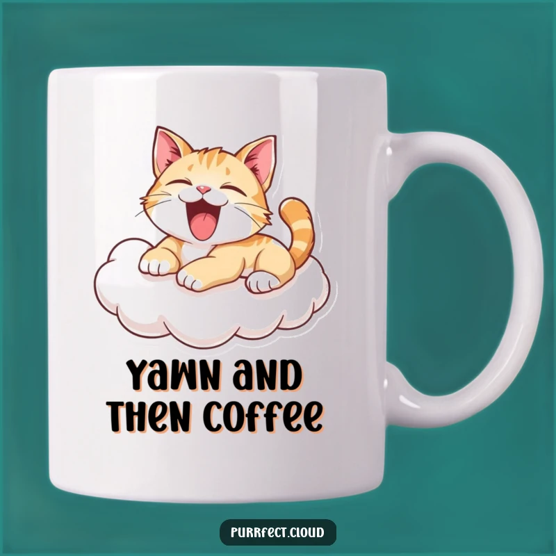 Funny Yawning Cat Mug: Playful Kitty Cloud Lounger - Unique Funny Gift