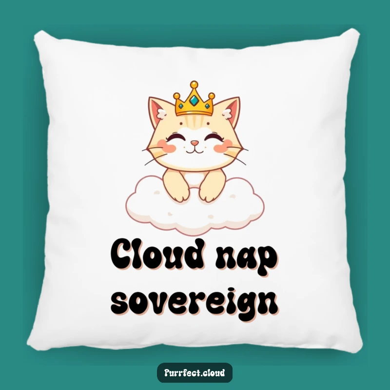 Funny Royal Cat Pillow - Soft Cushion with Crowned Cloud Cat Humor Gift