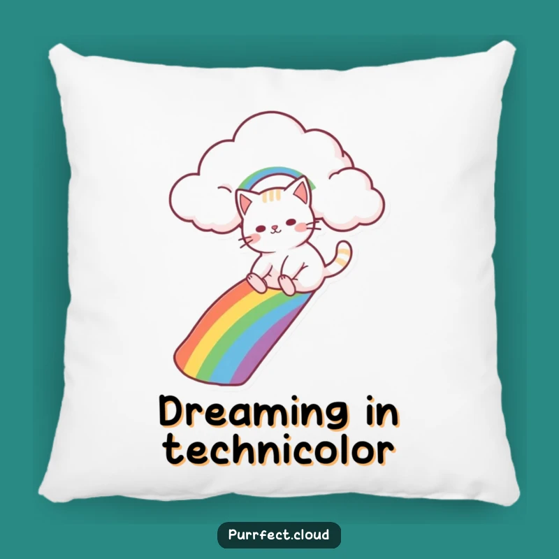 Funny Cat Rainbow Slide Pillow - Whimsical Cloud Comfort Cushion