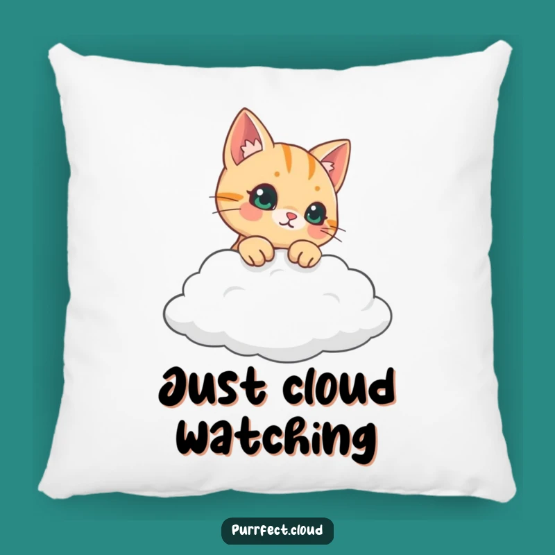 Funny Curious Cat Pillow - Cozy Cloud Kitty Cushion - Adorable Cat Lover Gift