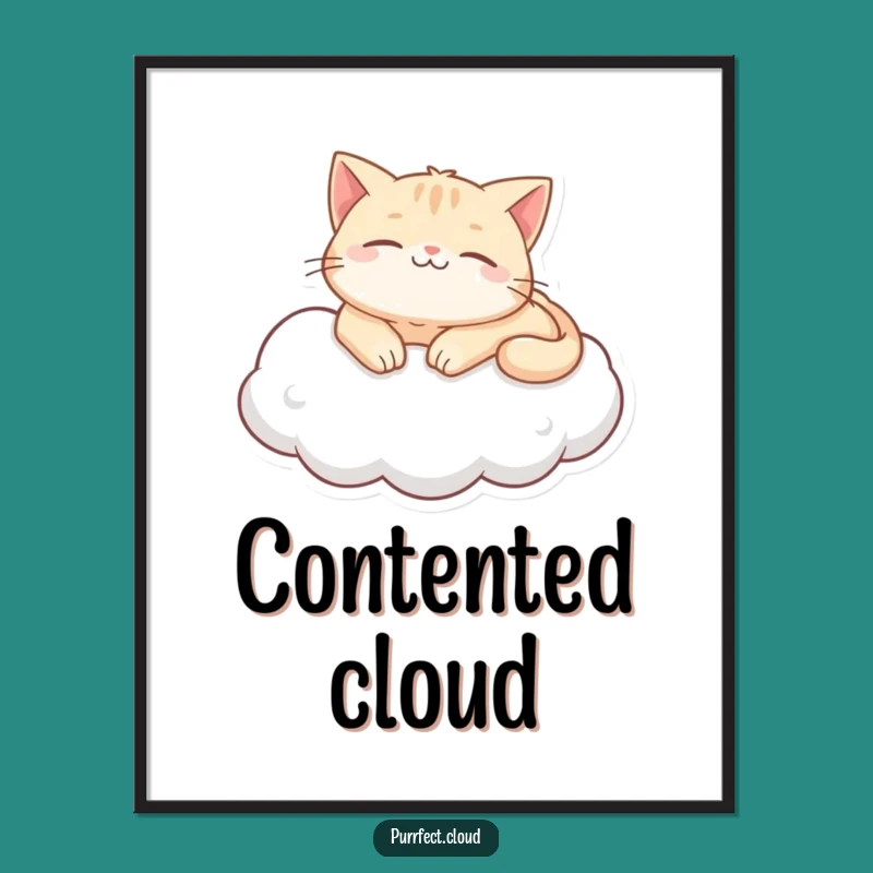 Funny Purring Cat Cloud Digital Art - Serene Wall Decor