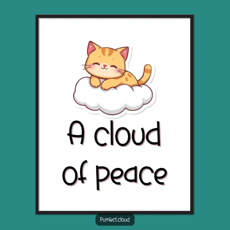 Funny Ginger Cat Cloud Digital Art Print: Instant Peace for Your Walls