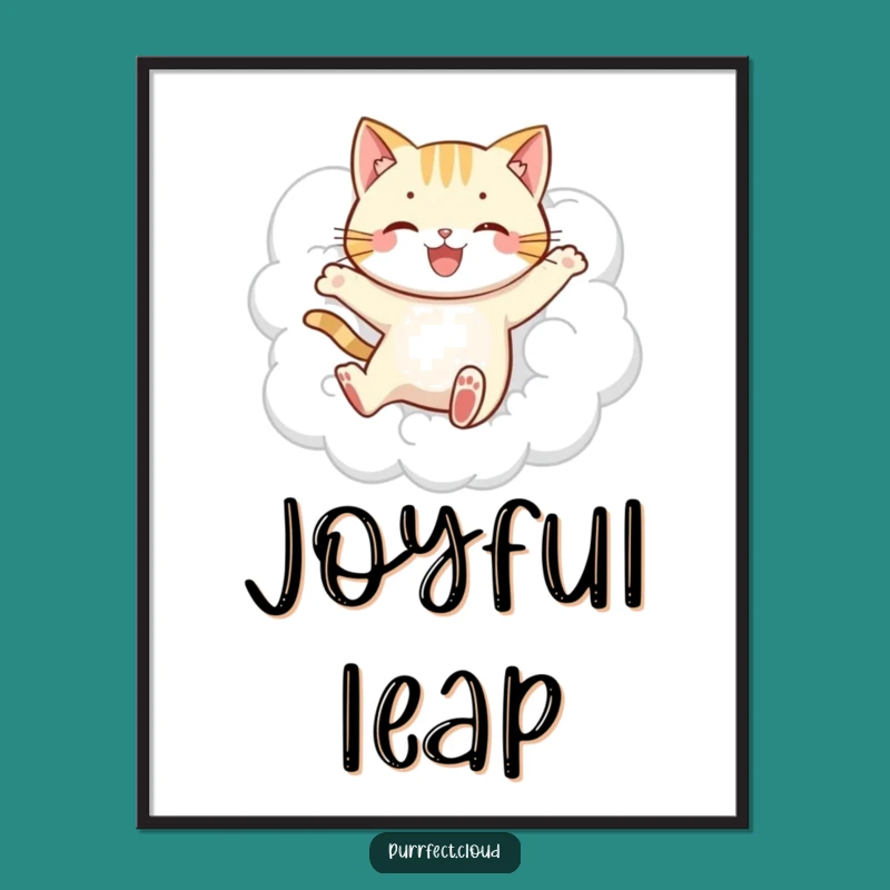 Funny Jumping Cat Cloud Digital Art - Playful Wall Decor