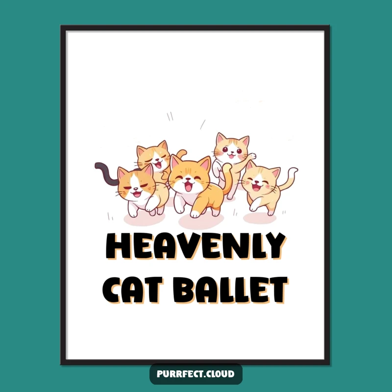 Funny Cat Sky Chase Digital Print: Instant Whimsy for Your Walls