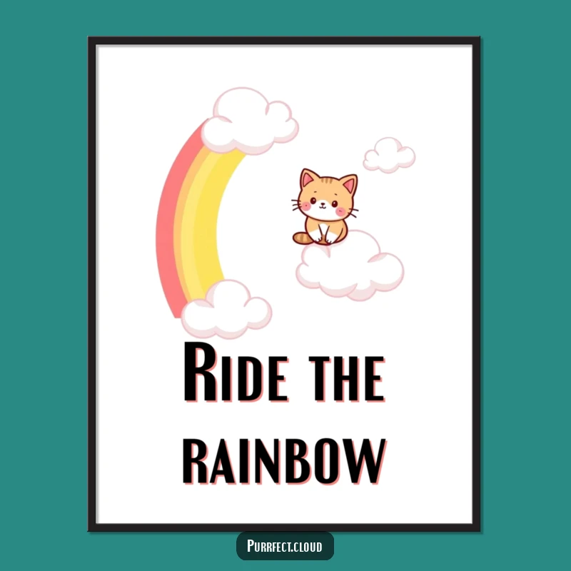 Funny Cat Rainbow Slide Digital Art: Instant Whimsy Download
