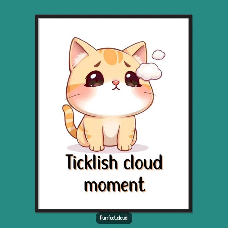 Funny Surprised Cat Cloud Digital Art: Instant Download of Feline Surprise Art