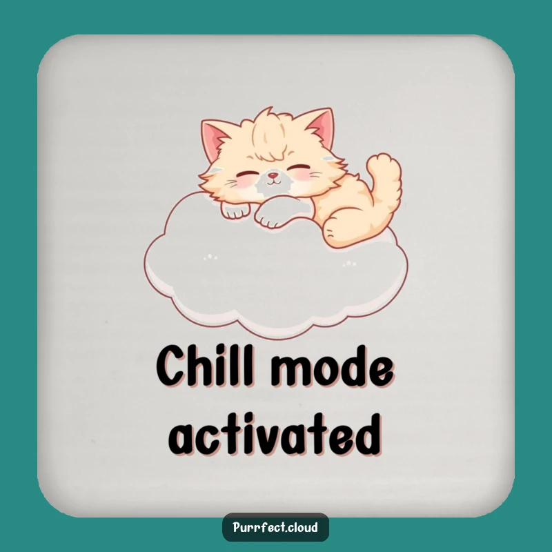 Funny Cat Cloud Lounger Coaster Set - Serene Protection for Your Surfaces