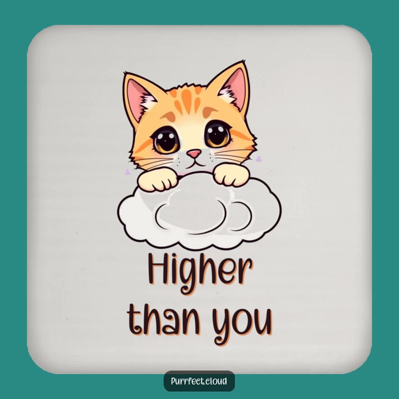 Funny Cloud Cat Coaster Set: Protect Surfaces with Cute, Humorous Art