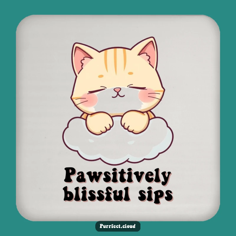 Funny Contented Cat Coaster: Protect Surfaces With Feline Charm