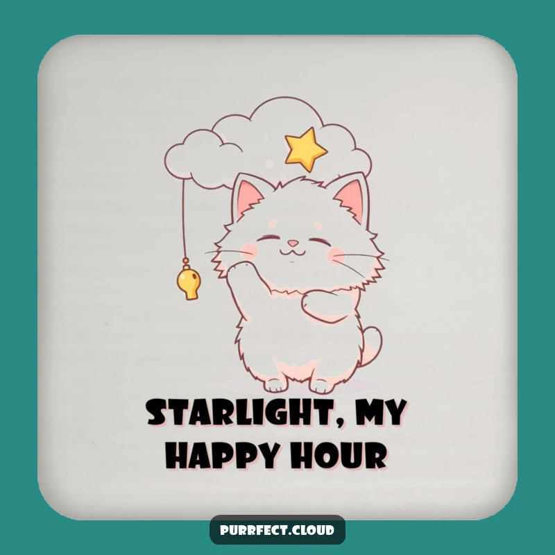 Funny Fluffy Cat Cloud Star Coaster: Protect Surfaces with Whimsy, Funny Gift