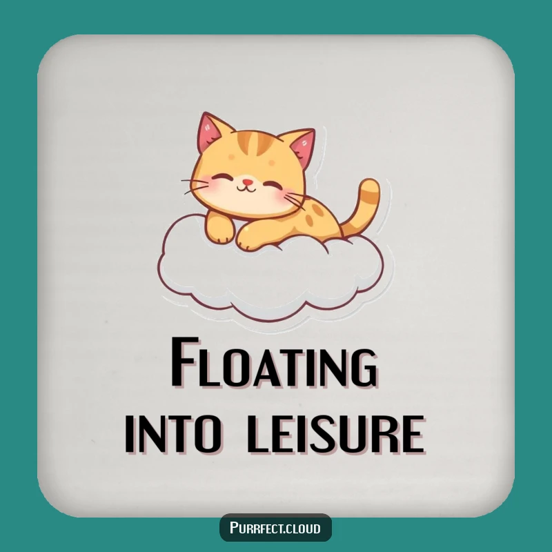 Funny Ginger Cat Cloud Drink Coaster: Protect Surfaces with Peaceful Style