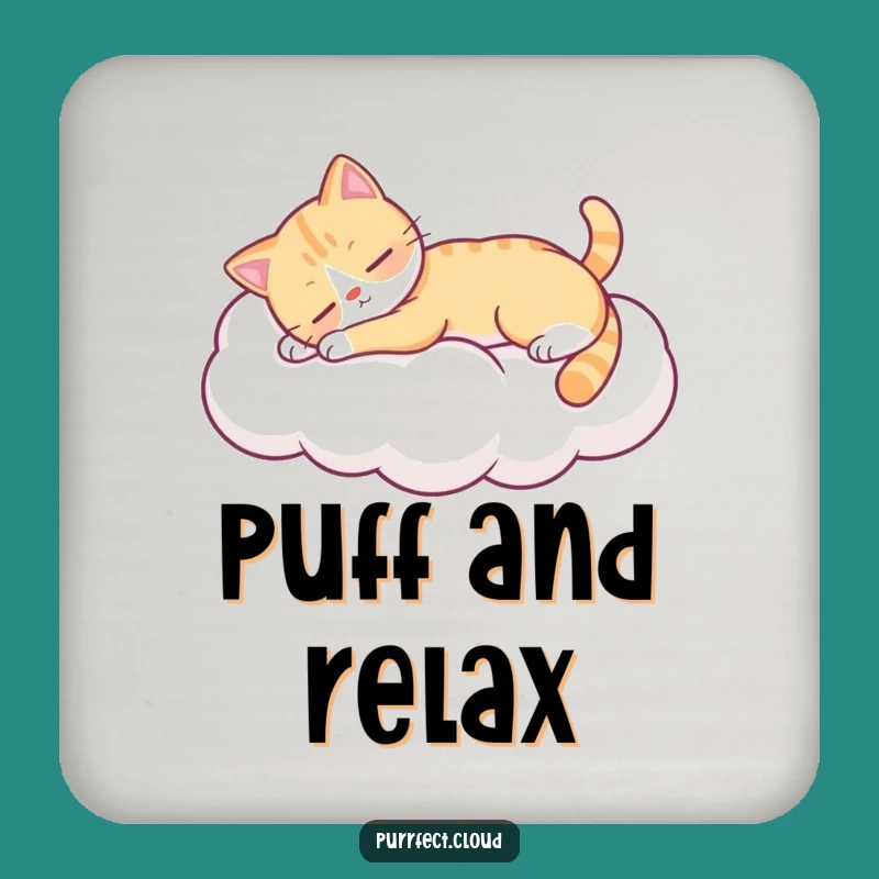 Funny Lazy Cat Coaster Set - Cloud Kitty Protection - Humorous Home Gift